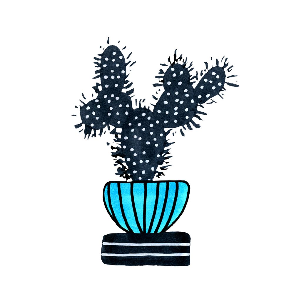 Cactus 1 Desert Plant Blue Black art print by Michele Channell for $57.95 CAD