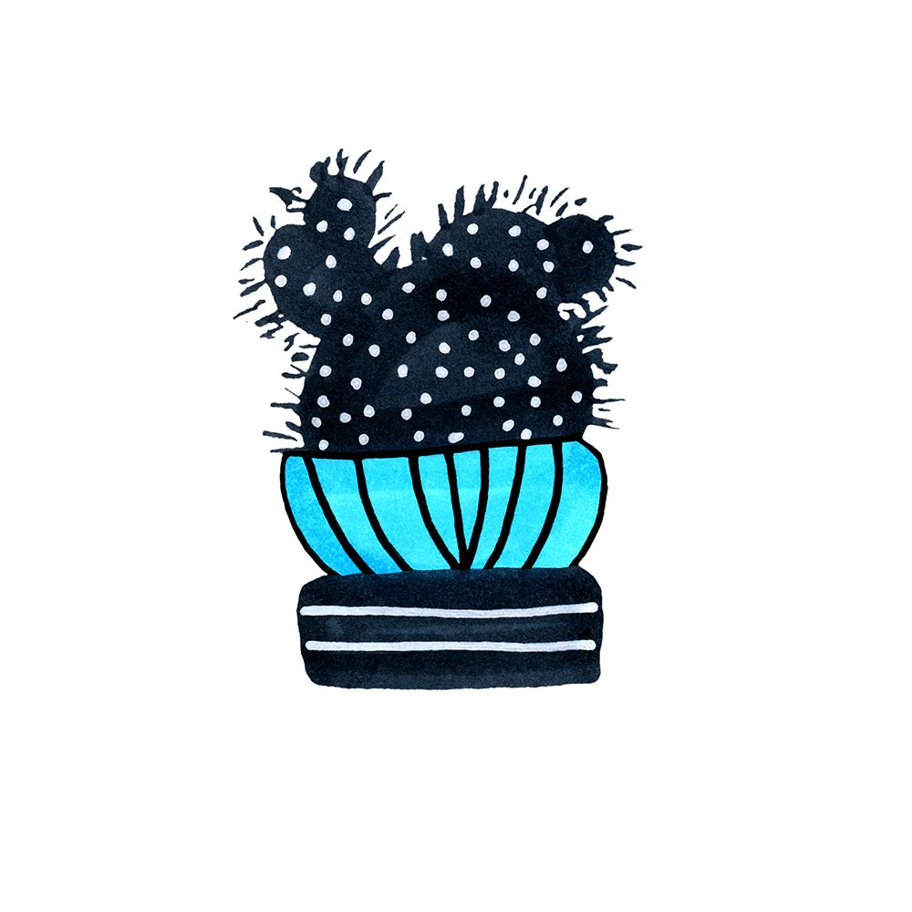 Cactus 3 Desert Plant Blue Black art print by Michele Channell for $57.95 CAD