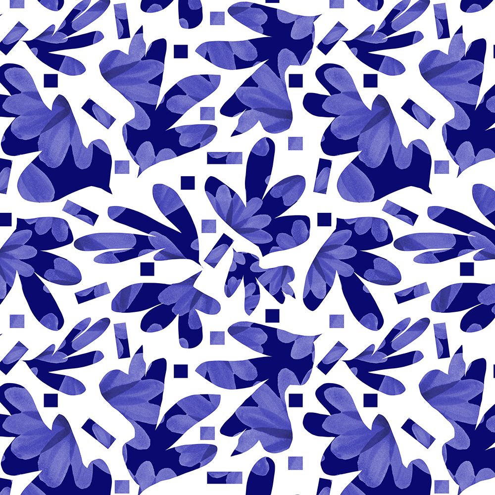 Blue Florals Galore Abstract Cutouts art print by Michele Channell for $57.95 CAD