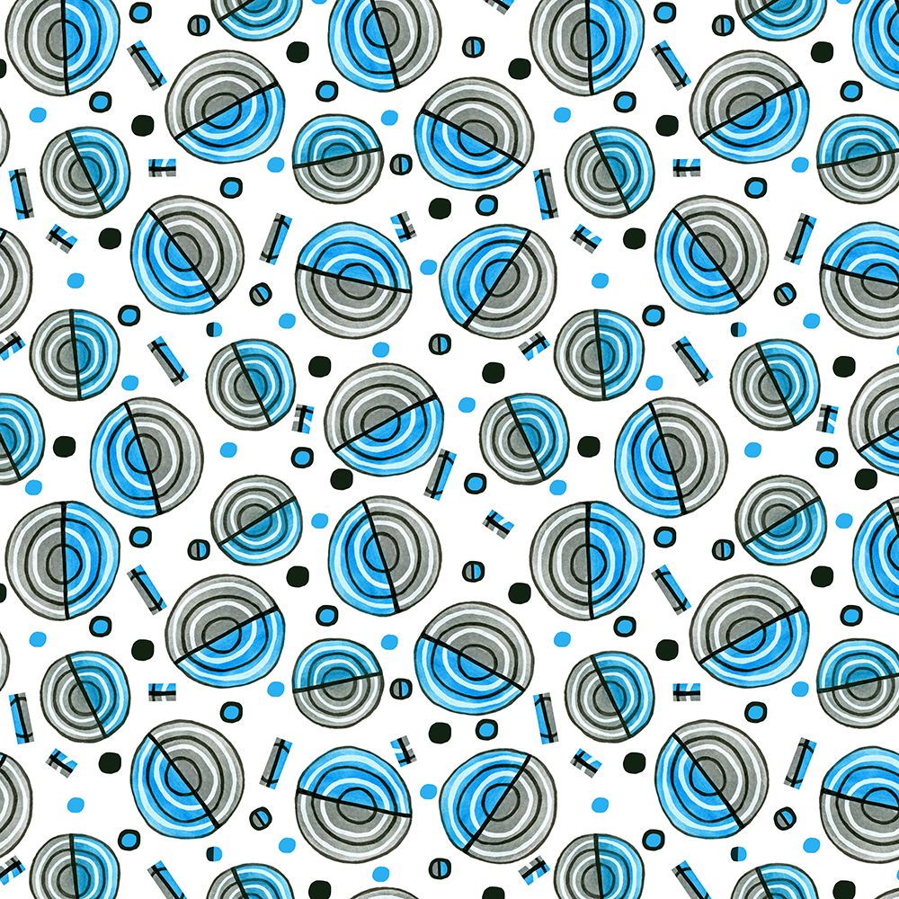 Circles Galore Blue Gray Geometric art print by Michele Channell for $57.95 CAD