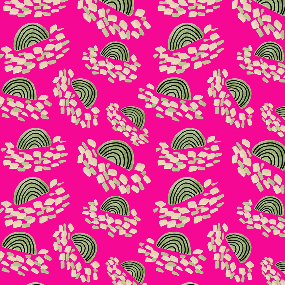 Confetti Rainbows Green On Pink art print by Michele Channell for $57.95 CAD
