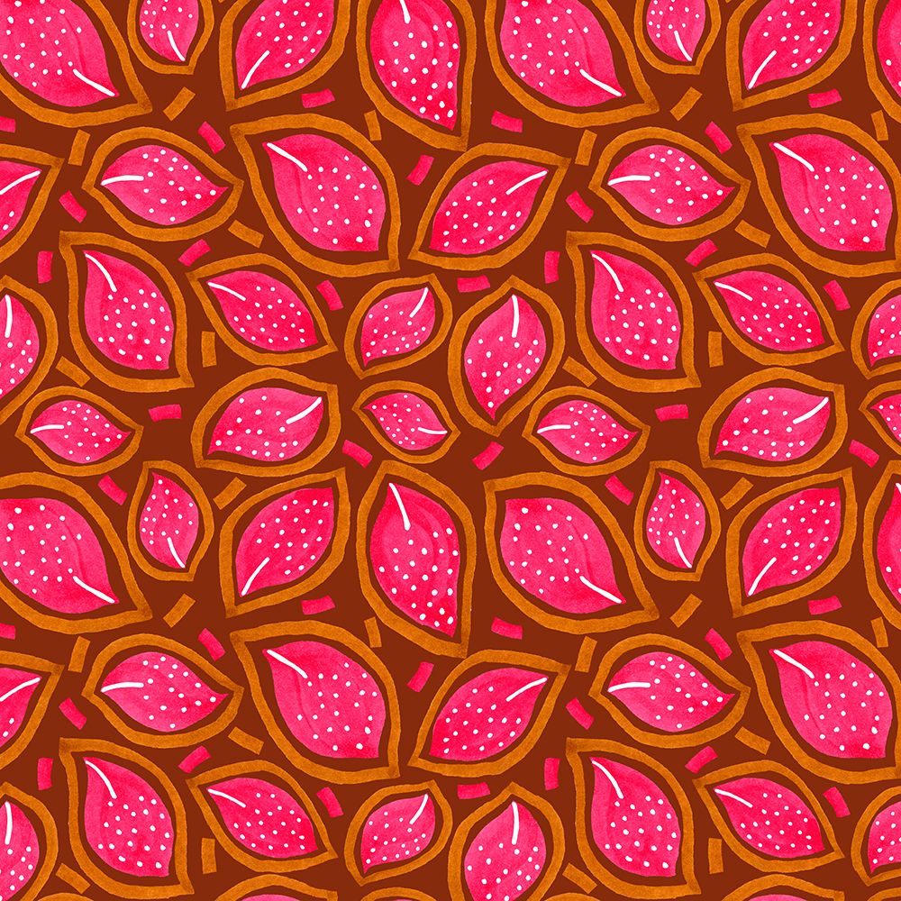 Coral On Wine Scattered Floral Leaves Polka Dot art print by Michele Channell for $57.95 CAD