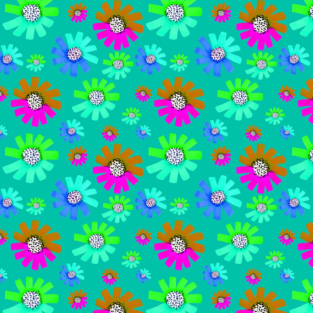 Fancy Florals Green Brown Lavender Green On Mint art print by Michele Channell for $57.95 CAD