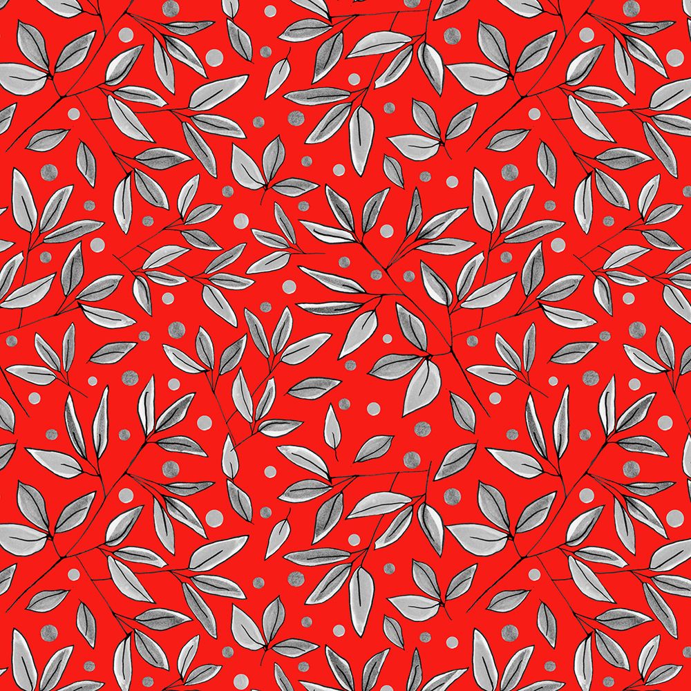 Floral Branches Gray On Red art print by Michele Channell for $57.95 CAD