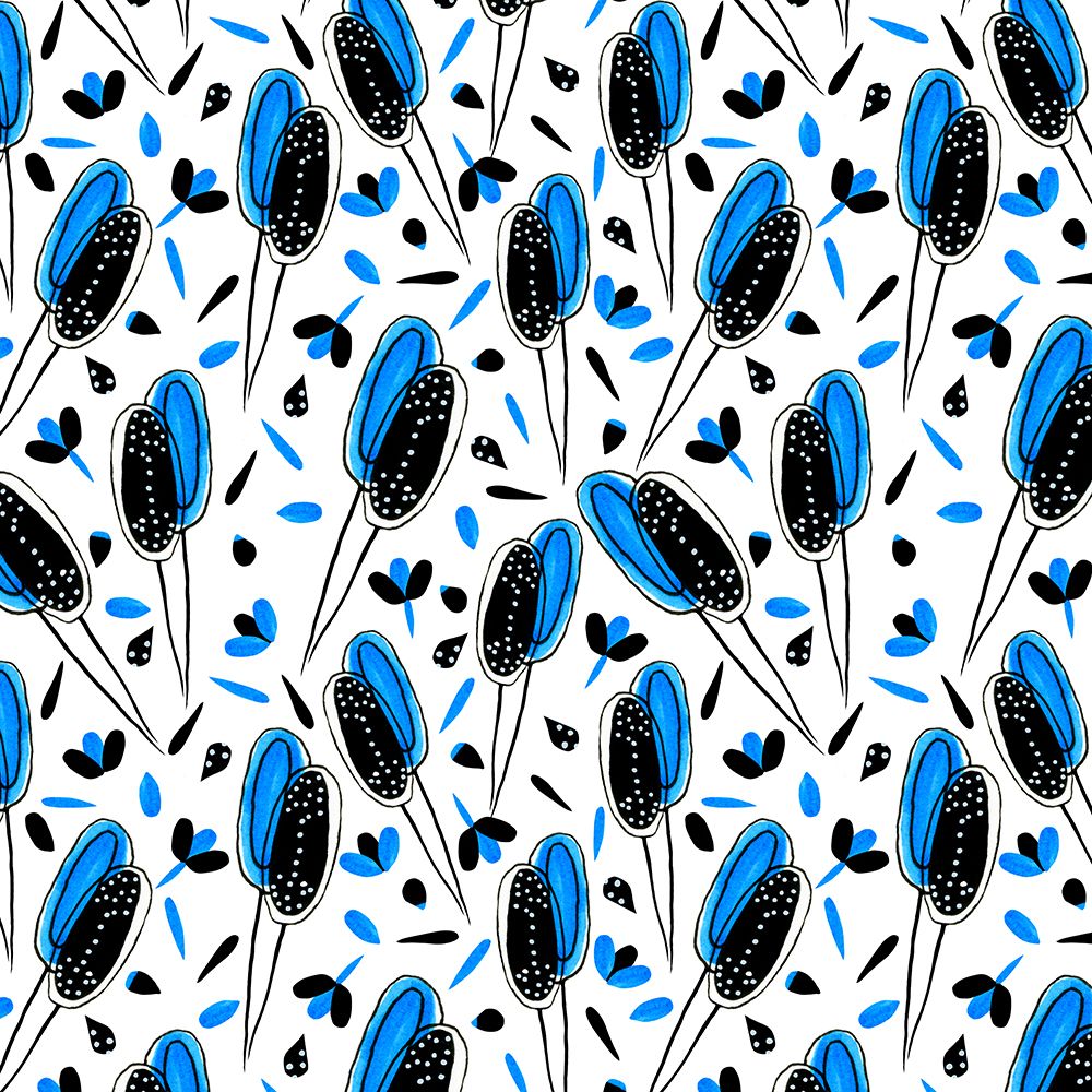 Floral Twosome Blue Black art print by Michele Channell for $57.95 CAD