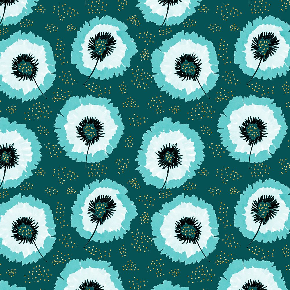 Flower Fringes Polka Dot Turquoise Gold art print by Michele Channell for $57.95 CAD