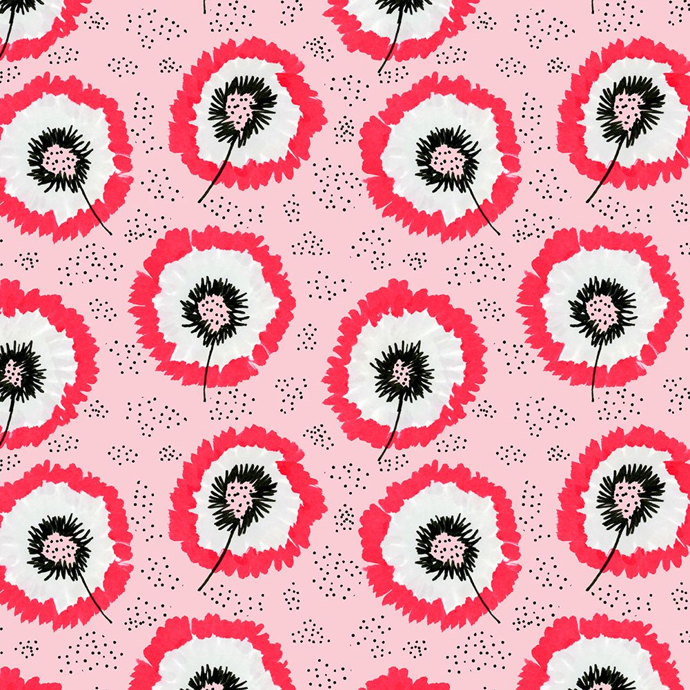 Gray Red On Pink Flower Fringes Polka Dot art print by Michele Channell for $57.95 CAD