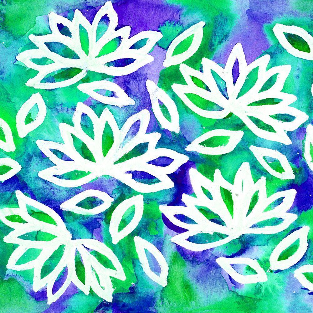 Lotus Flower Blue Green art print by Michele Channell for $57.95 CAD