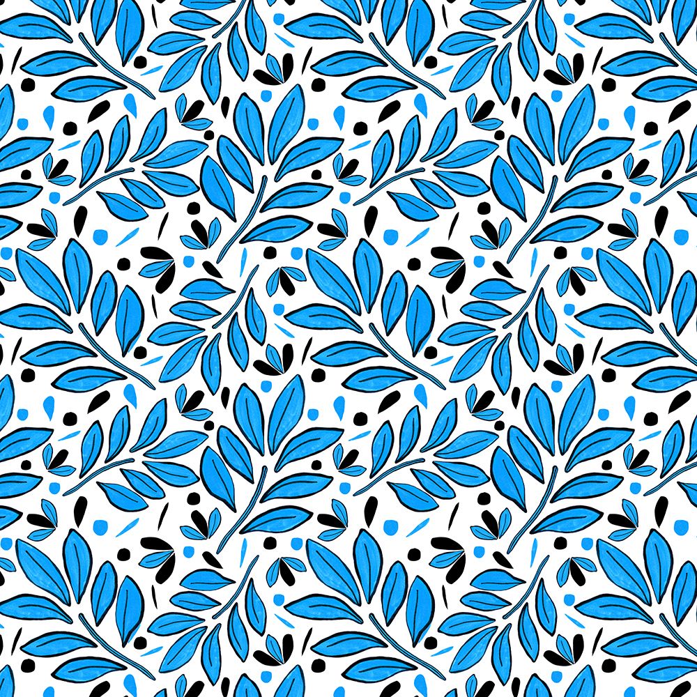 Lushy Leaves Blue Black art print by Michele Channell for $57.95 CAD