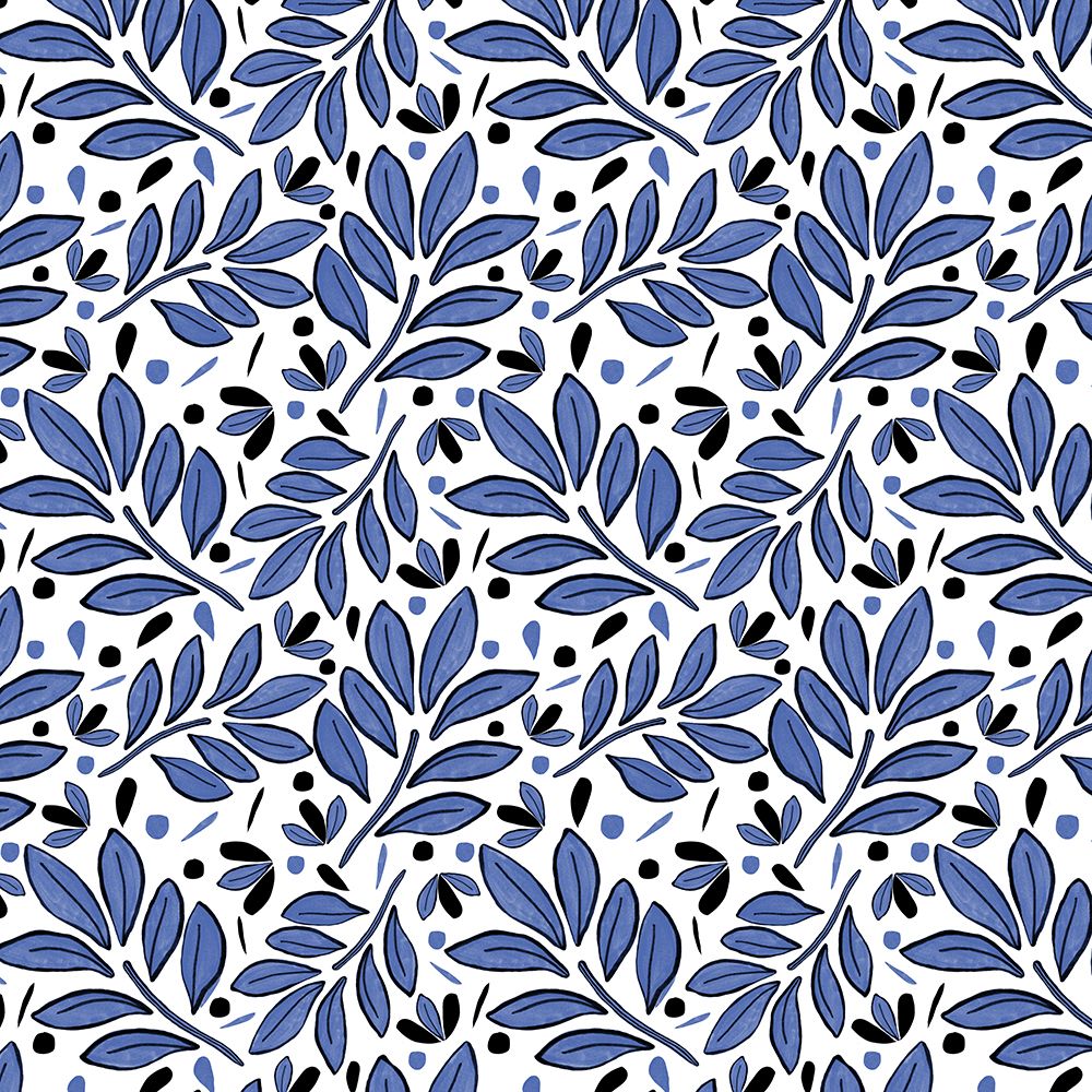 Lushy Leaves Olive Navy Blue art print by Michele Channell for $57.95 CAD