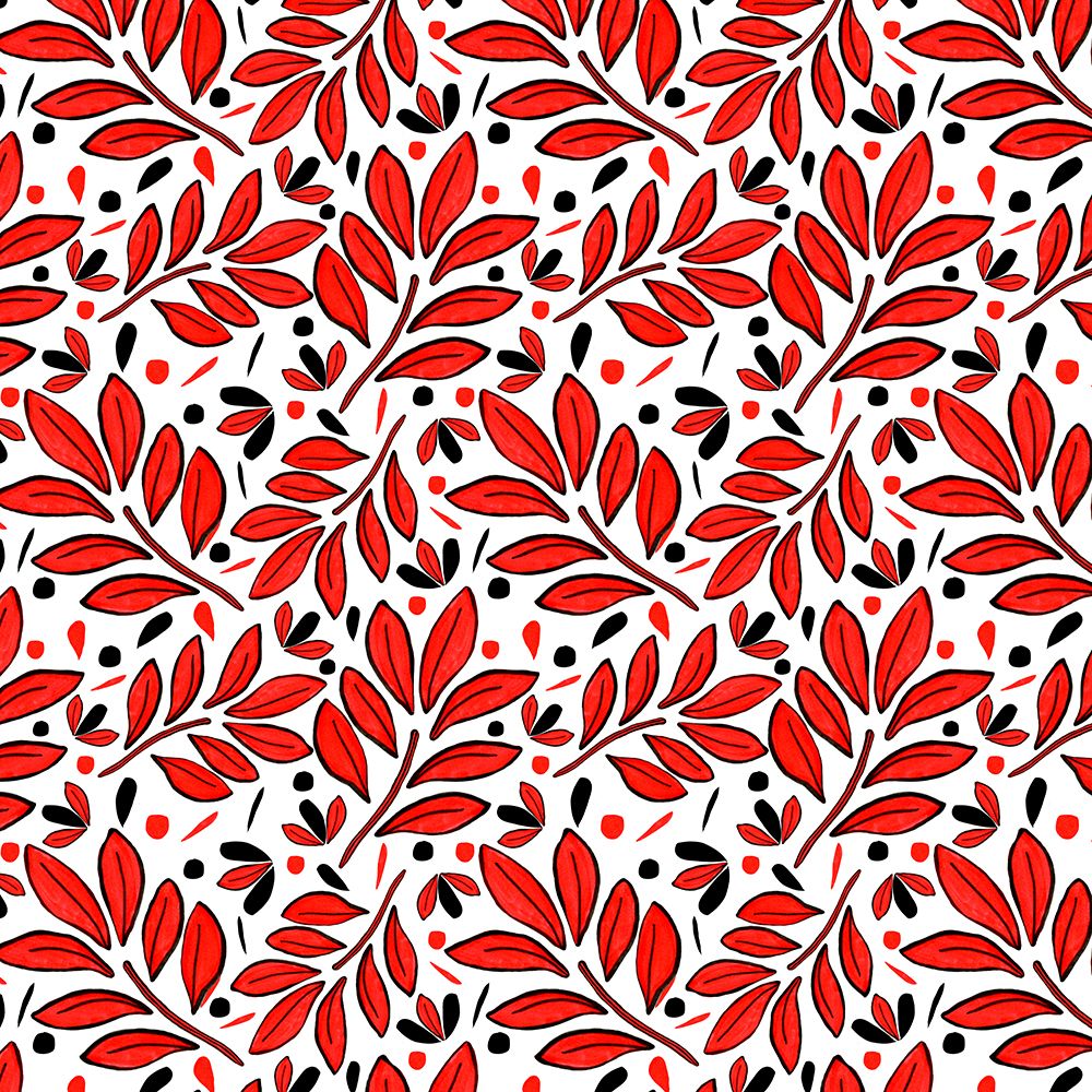Lushy Leaves Red Black art print by Michele Channell for $57.95 CAD