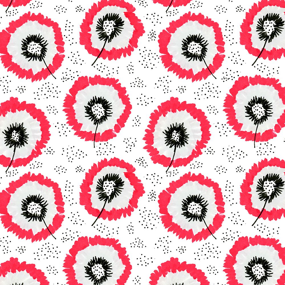 Red Gray Flower Fringes Polka Dot art print by Michele Channell for $57.95 CAD