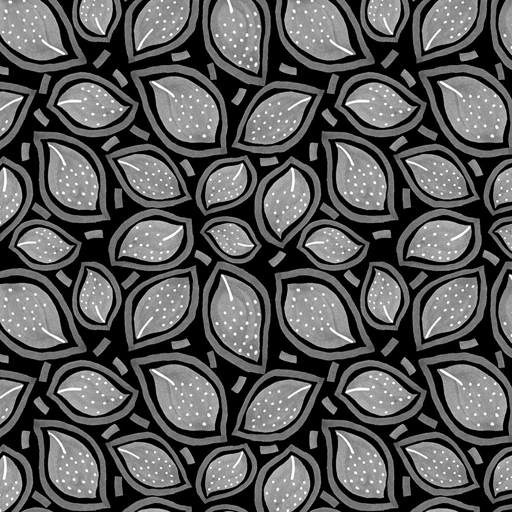 Scattered Leaves Polka Dot Gray On Black art print by Michele Channell for $57.95 CAD