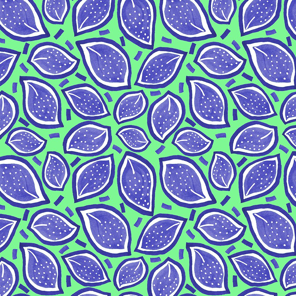 Scattered Leaves Polka Dot Navy On Green art print by Michele Channell for $57.95 CAD