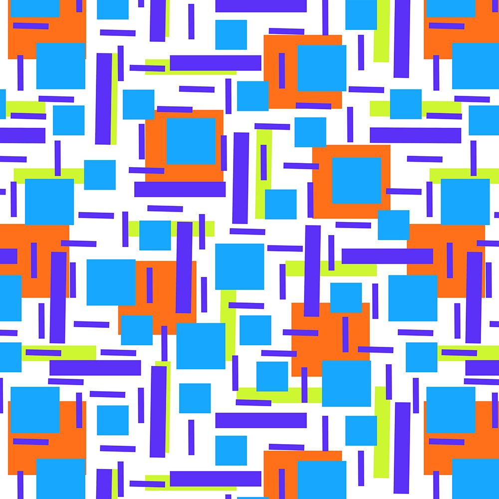 Shapely Overlap Navy Turquoise Orange Geometric Abstract art print by Michele Channell for $57.95 CAD