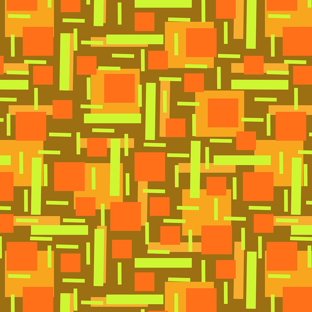 Shapely Overlap Orange Green On Brown Orange Geometric Abstract art print by Michele Channell for $57.95 CAD