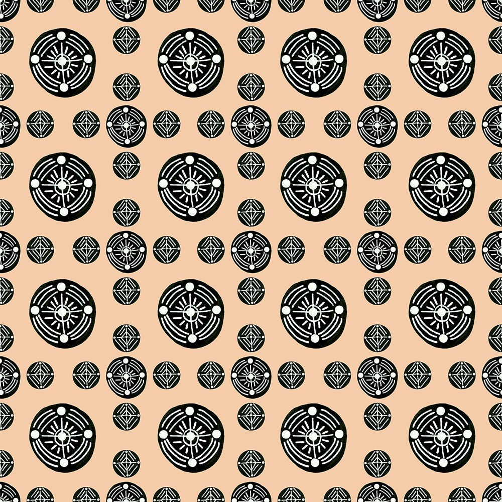 Tribal Ethnic Circles Geometric Black White On Brown art print by Michele Channell for $57.95 CAD