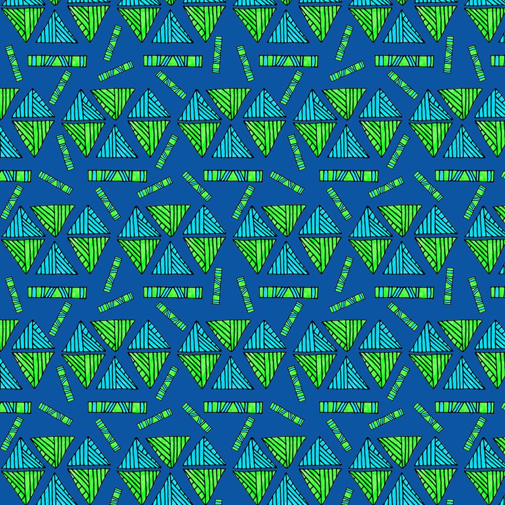 Tribal Triangles Shapes Turquoise Lime art print by Michele Channell for $57.95 CAD