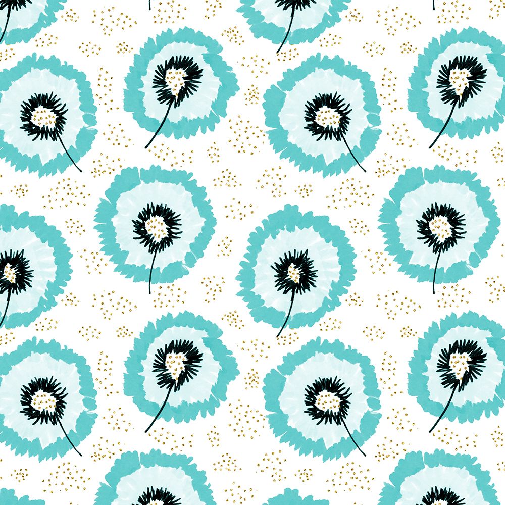 Turquoise Flower Fringes Polka Dot art print by Michele Channell for $57.95 CAD