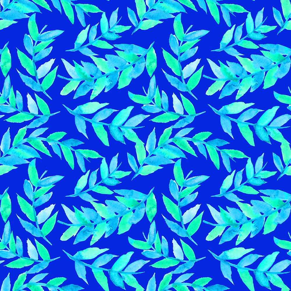 Turquoise On Blue Leaves Curved art print by Michele Channell for $57.95 CAD