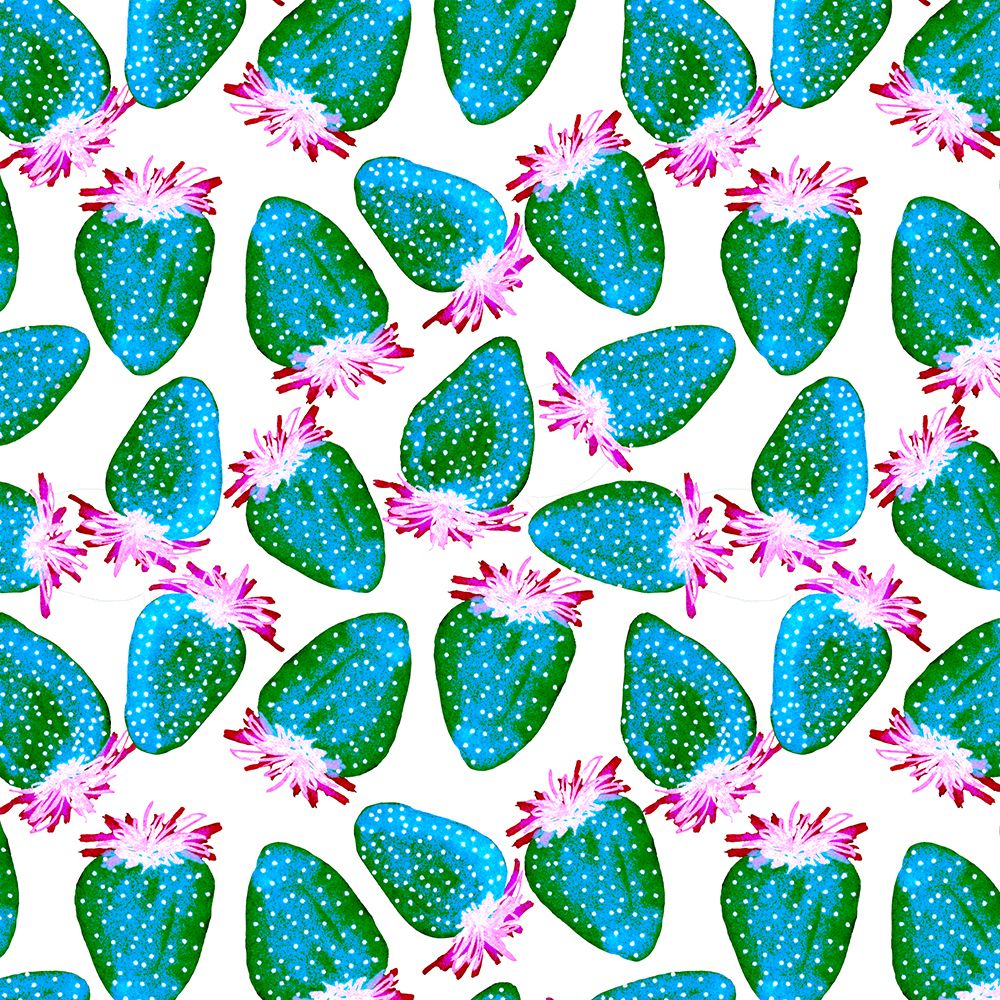 Turquoise Green Strawberries Fruit art print by Michele Channell for $57.95 CAD