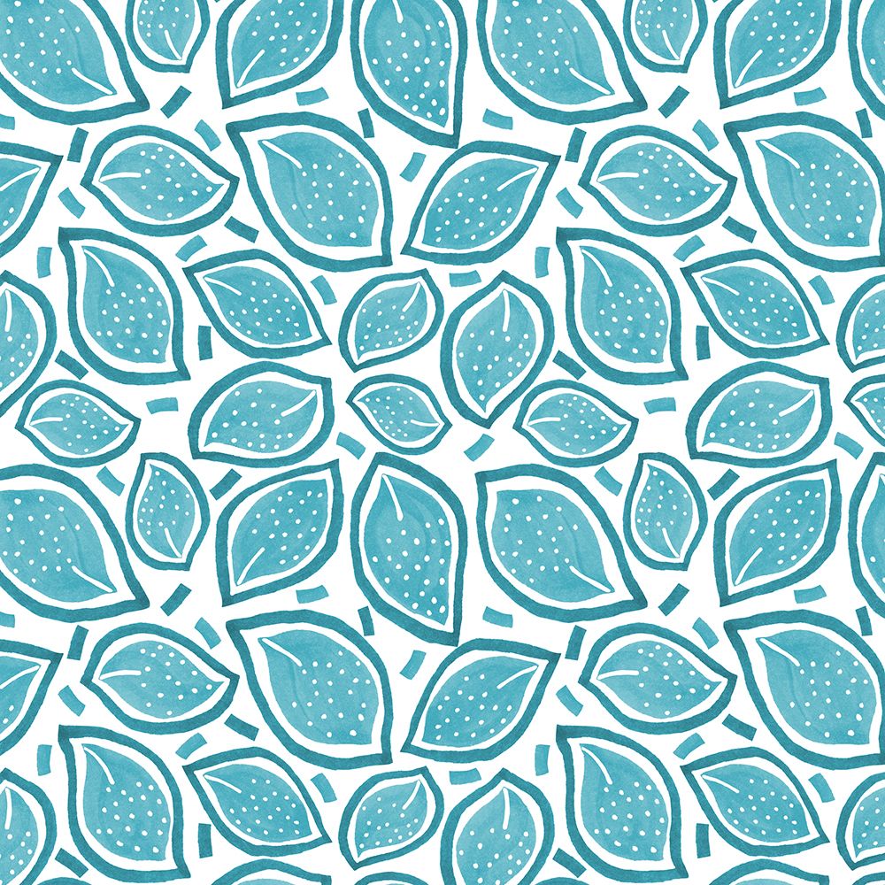 Turquoise Scattered Leaves Polka Dot art print by Michele Channell for $57.95 CAD