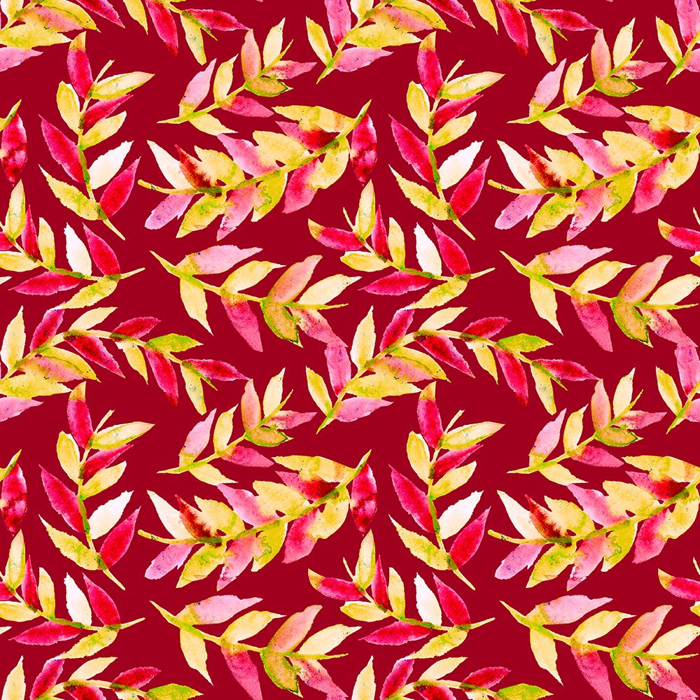 Yellow Red On Red Leaves Curved art print by Michele Channell for $57.95 CAD