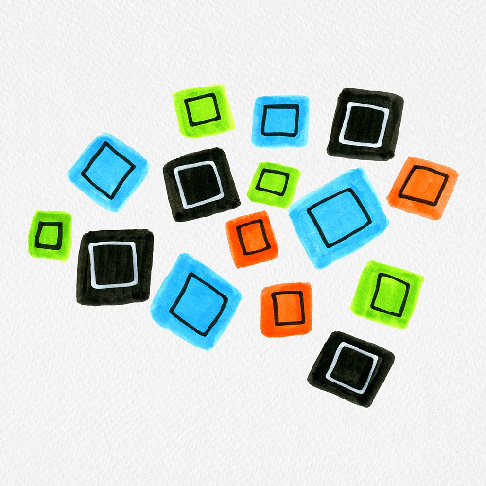 Multicolor Squares Scattered art print by Michele Channell for $57.95 CAD