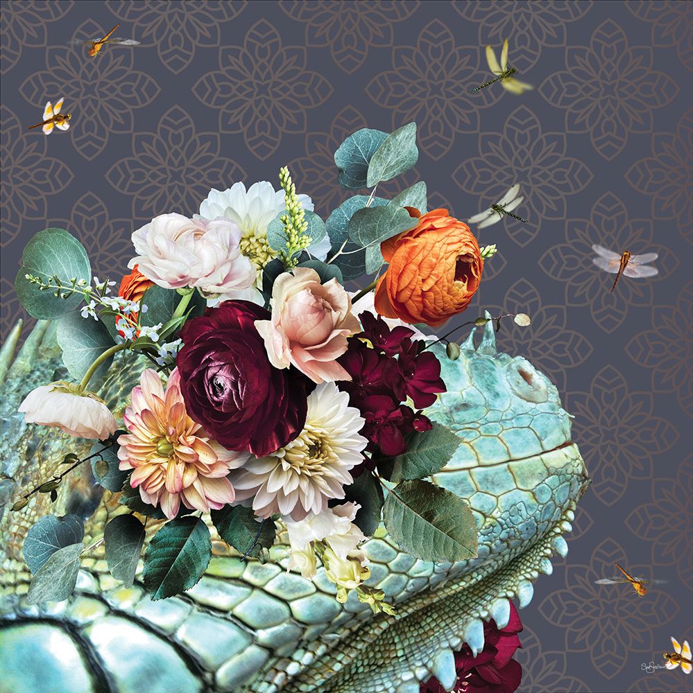 Spring Flower Bonnet On Lizard art print by Sue Skellern for $57.95 CAD