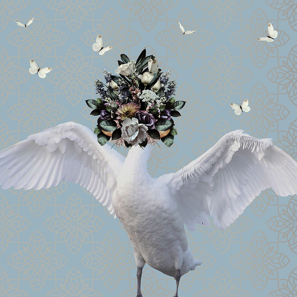 Spring Flower Bonnet On Swan art print by Sue Skellern for $57.95 CAD