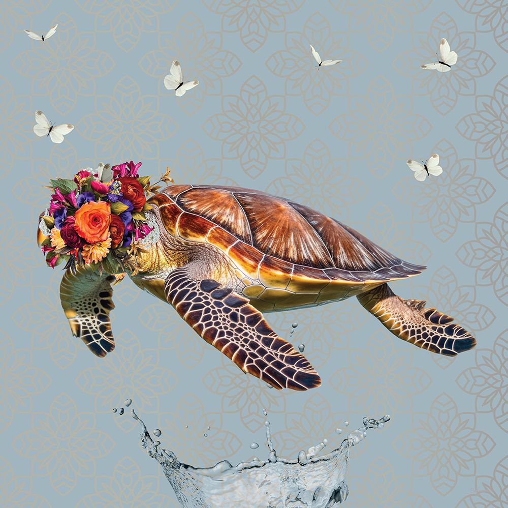 Spring Flower Bonnet On Turtle art print by Sue Skellern for $57.95 CAD