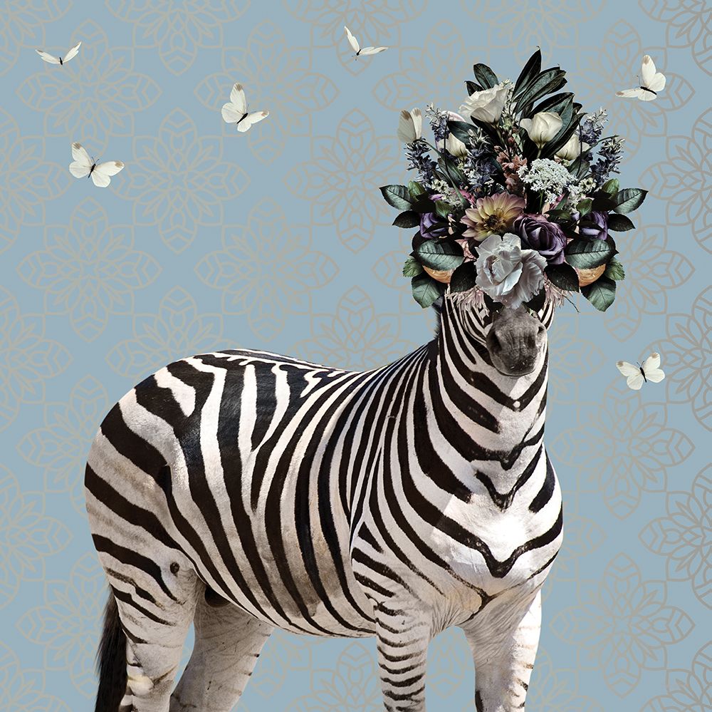 Spring Flower Bonnet On Zebra art print by Sue Skellern for $57.95 CAD