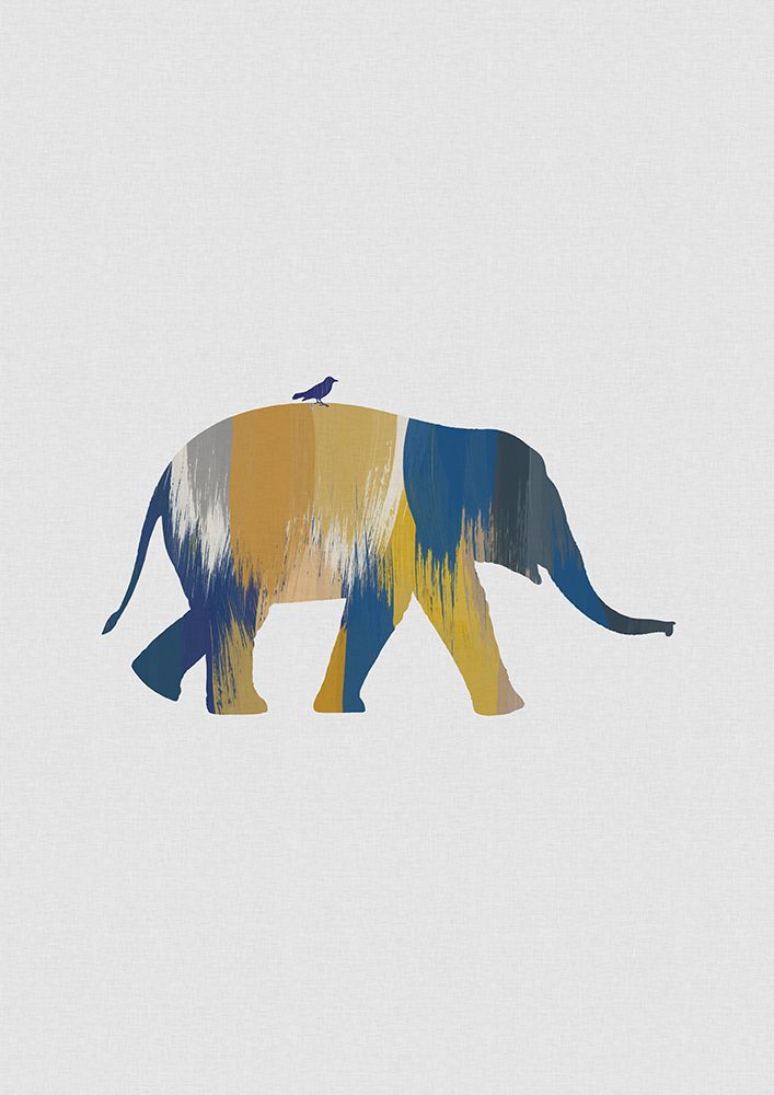 Blue A Yellow Elephant art print by Orara Studio for $57.95 CAD