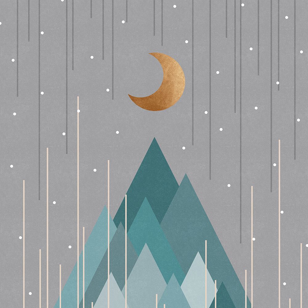 Moon A Mountains Mint Green art print by Orara Studio for $57.95 CAD