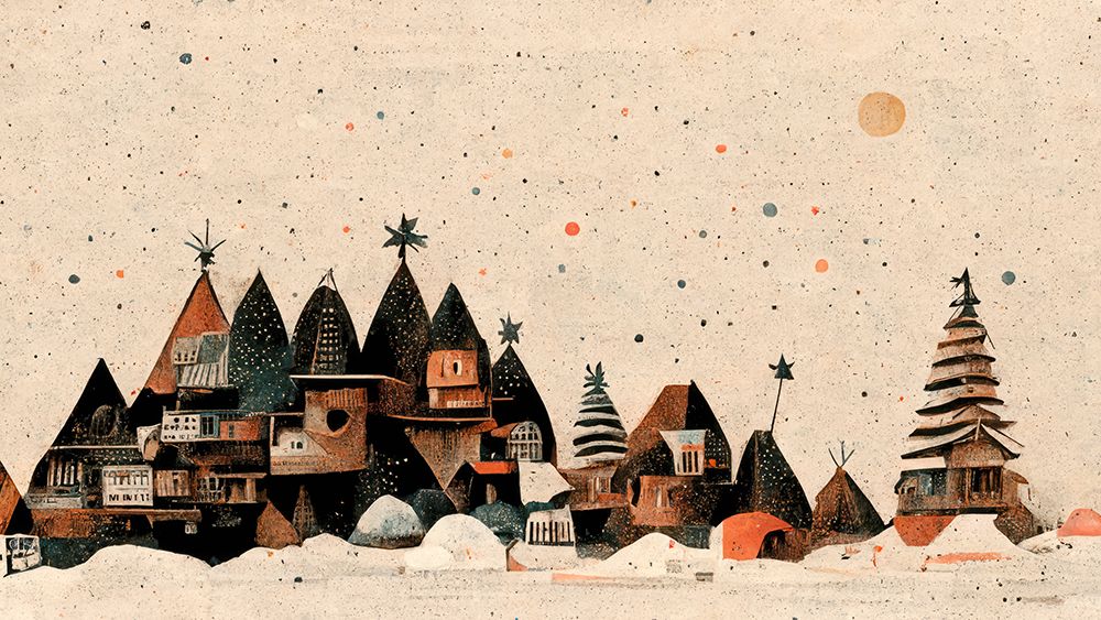 Tiny Christmas Town art print by Treechild for $57.95 CAD