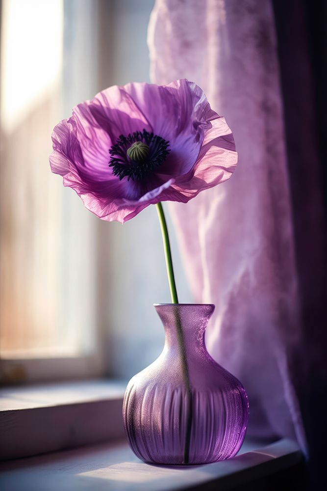 Purple Poppy In Vase art print by Treechild for $57.95 CAD