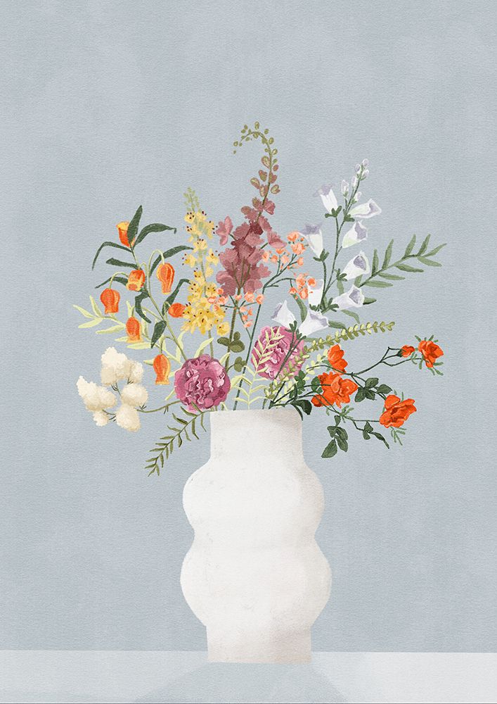 Flowers In Vase, Blue art print by Goed Blauw for $57.95 CAD