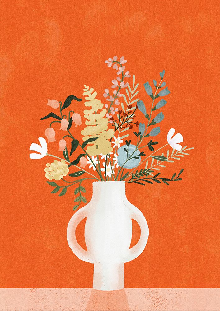 Flowers In Vase, Red art print by Goed Blauw for $57.95 CAD