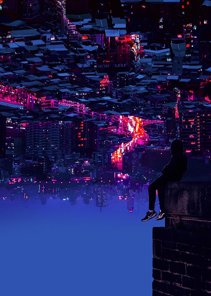Upside Down City Cyberpunk art print by Al Barizi for $57.95 CAD