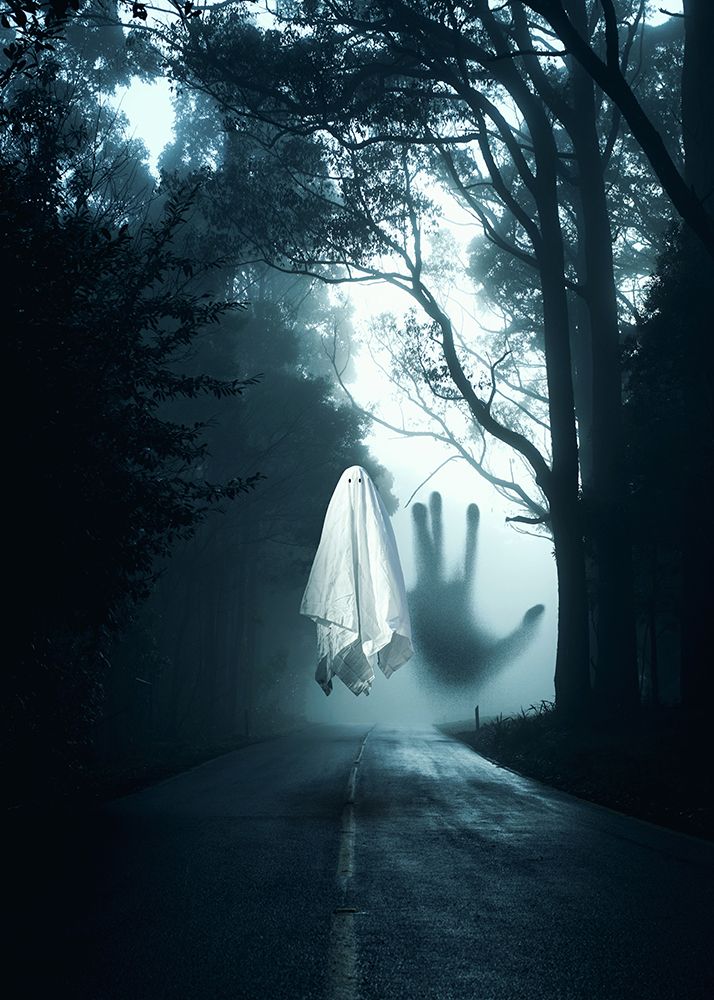 Ghost Halloween In The Dark Road art print by Al Barizi for $57.95 CAD