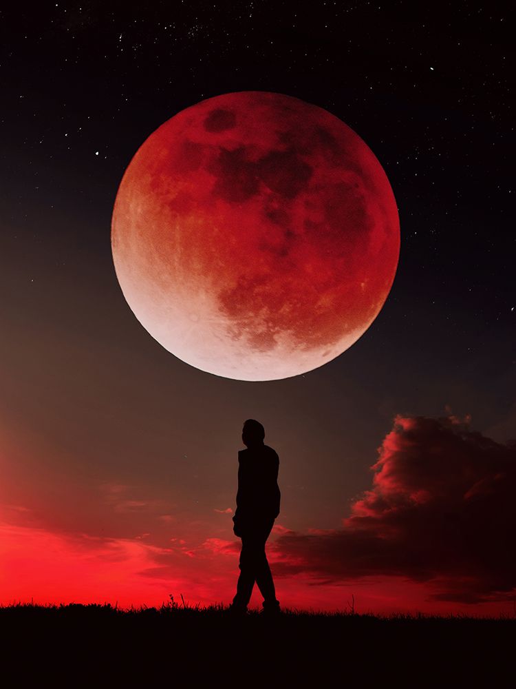 Red Full Moon art print by Al Barizi for $57.95 CAD