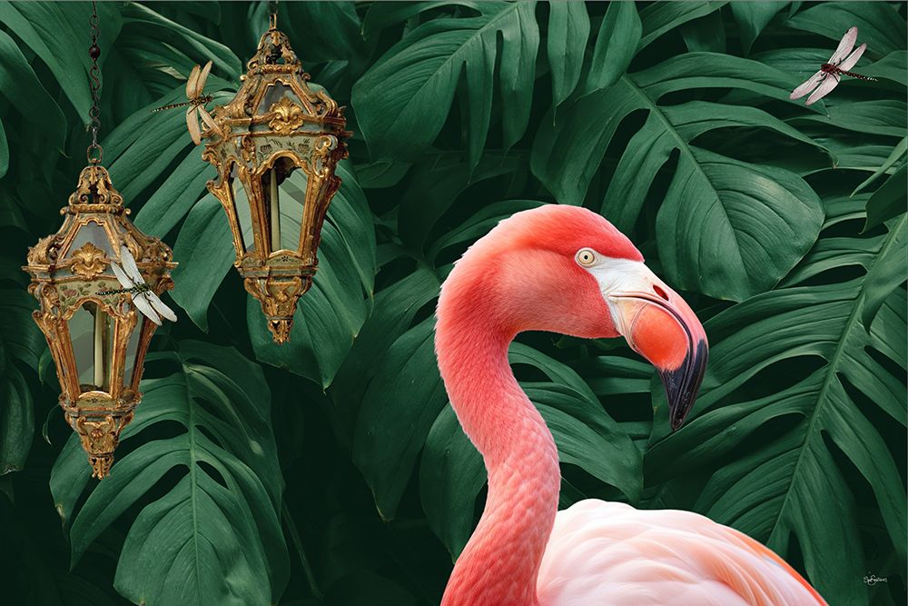 Flamingo A Dragonflies art print by Sue Skellern for $57.95 CAD