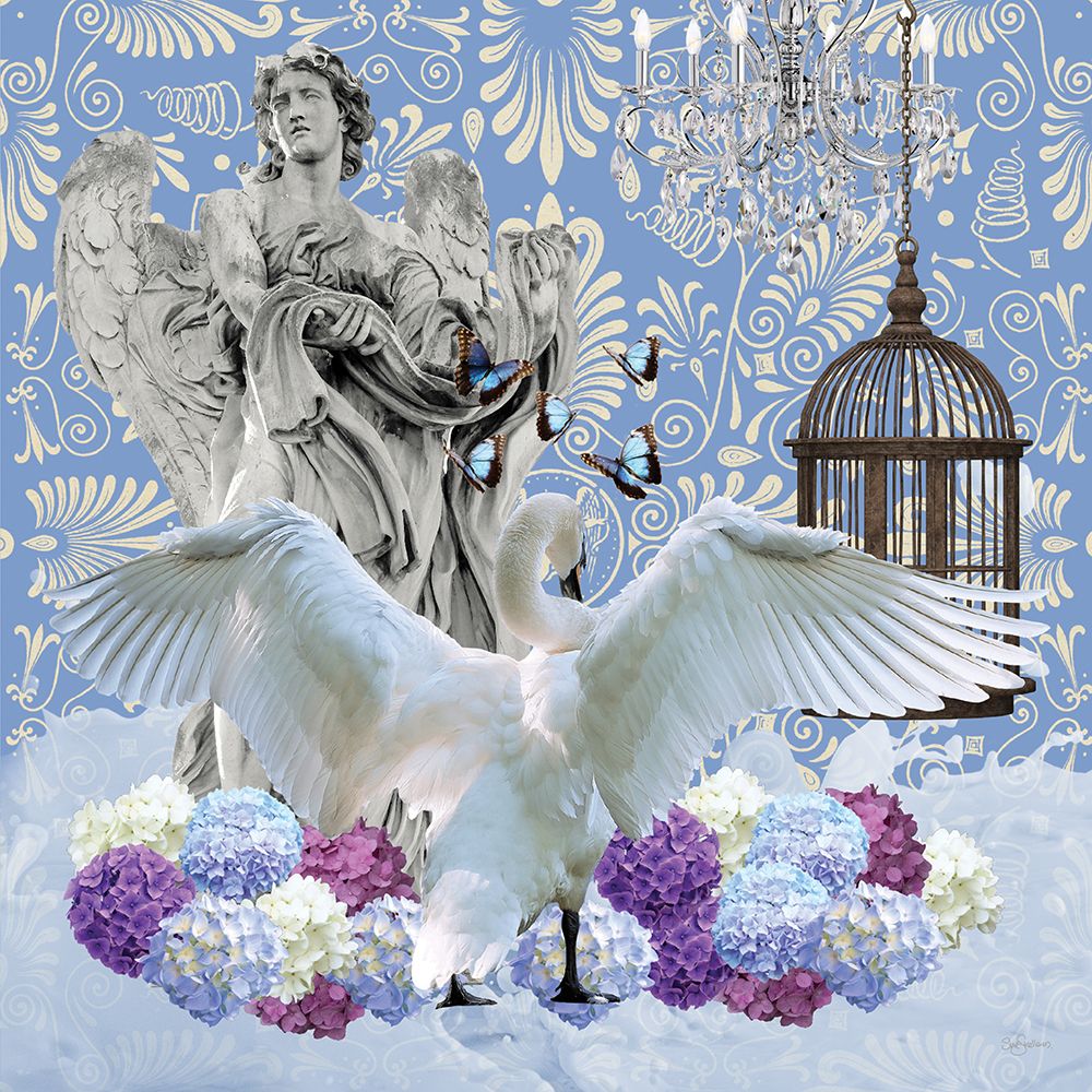 Blue Day Blue Swan art print by Sue Skellern for $57.95 CAD