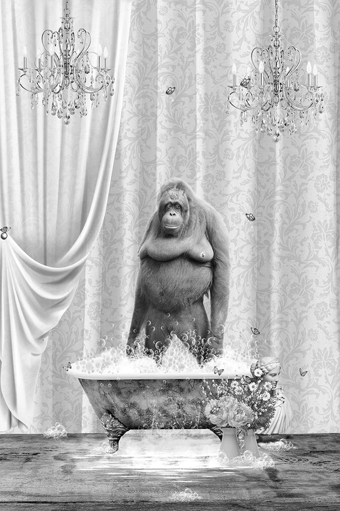 Orangutan A Bubbles Black A White art print by Sue Skellern for $57.95 CAD
