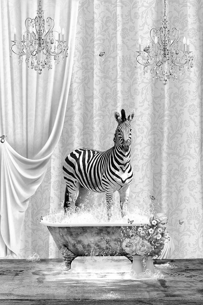 Zebra A Bubbles Black A White art print by Sue Skellern for $57.95 CAD