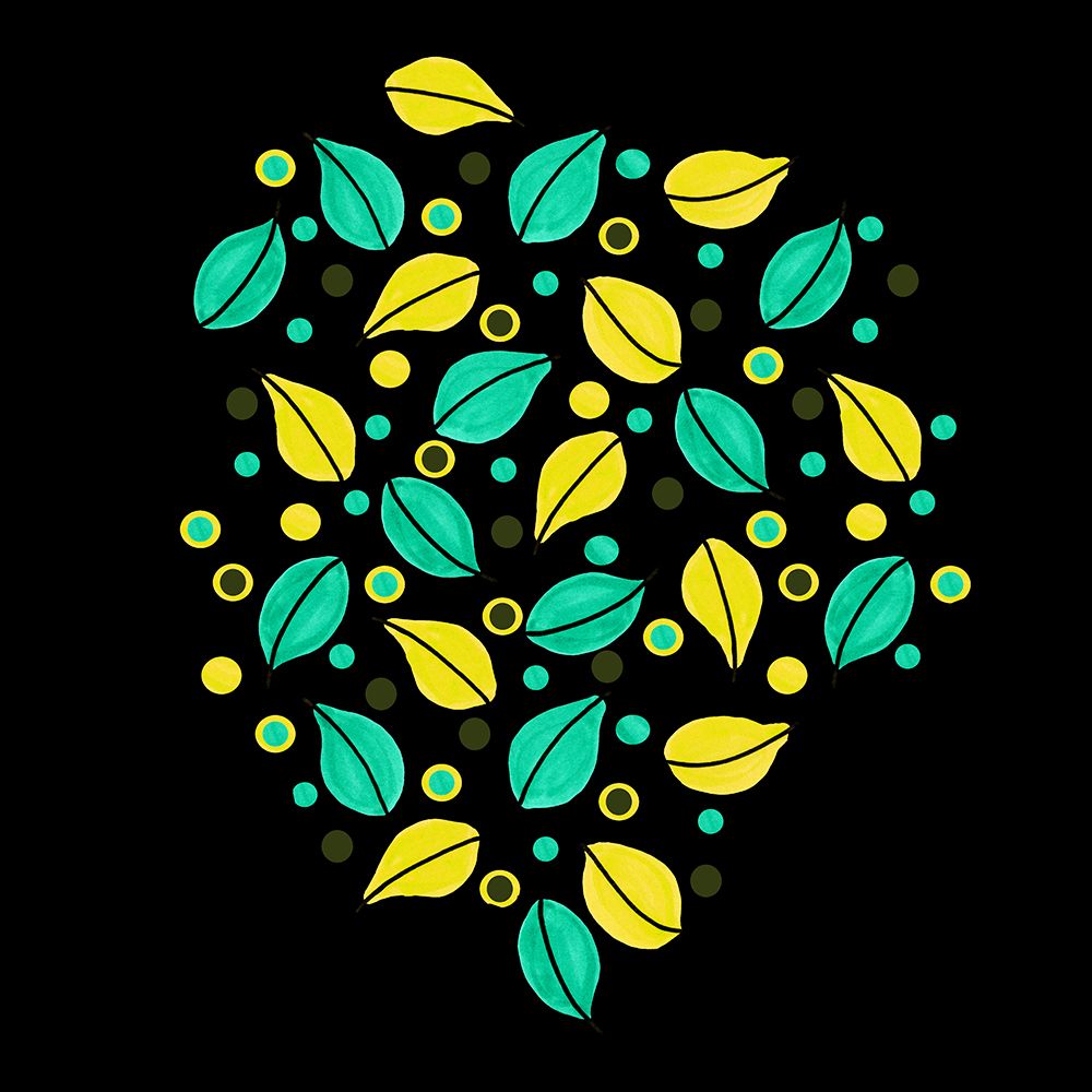 Fallen Leaves Green Yellow On Black art print by Michele Channell for $57.95 CAD