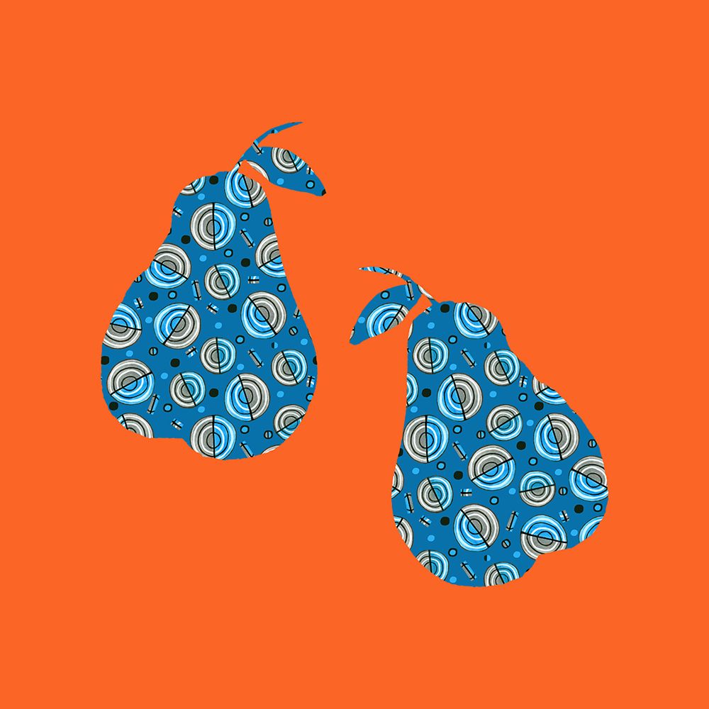 Pears Blue Circles On Orange Pears art print by Michele Channell for $57.95 CAD