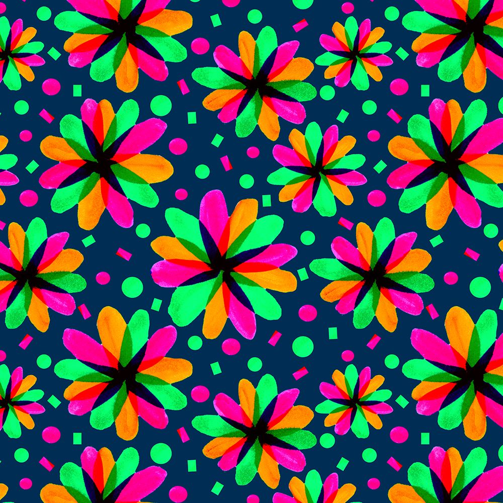 Multicolor On Navy Floral Hue art print by Michele Channell for $57.95 CAD