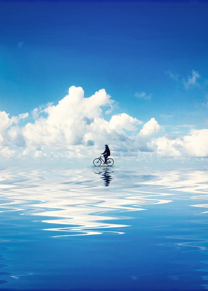 Person Riding A Bike In The Water art print by Al Barizi for $57.95 CAD