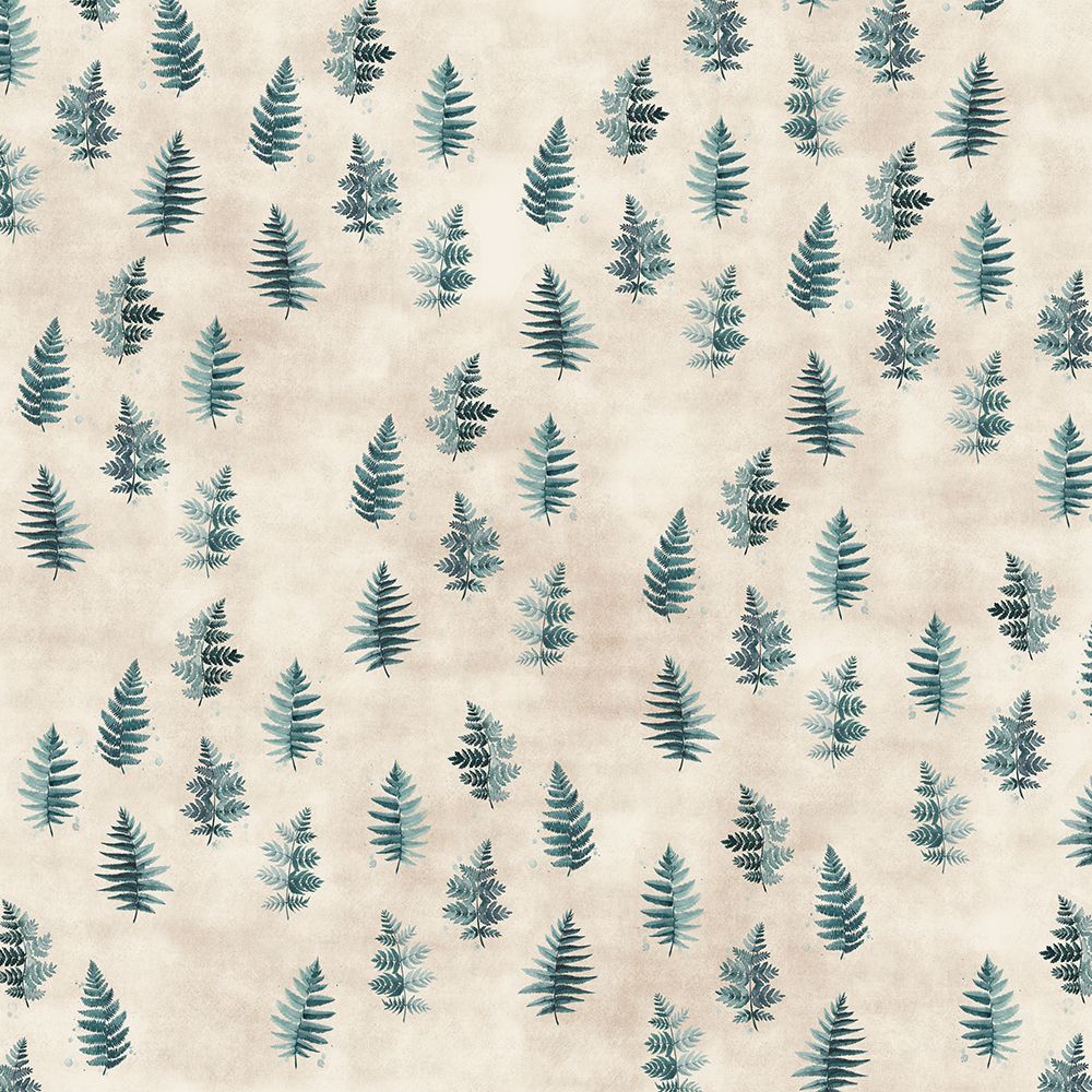 Teal Watercolor Ferns Placed Pattern art print by Rosana Laiz Blursbyai for $57.95 CAD